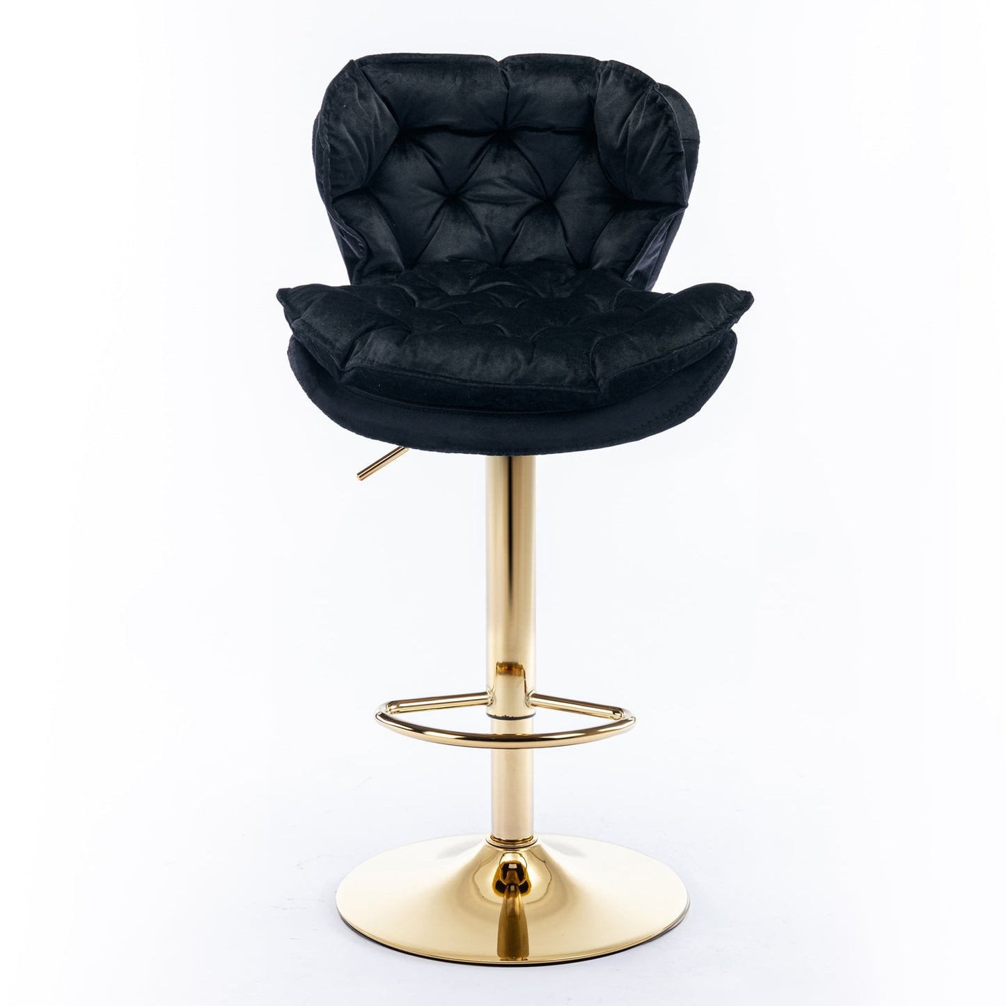 Set of 2 Swivel Velvet  Bar Stools Black by Blak Hom