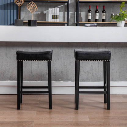 Set of 2  Faux Leather Stools Farmhouse Style by Blak Hom