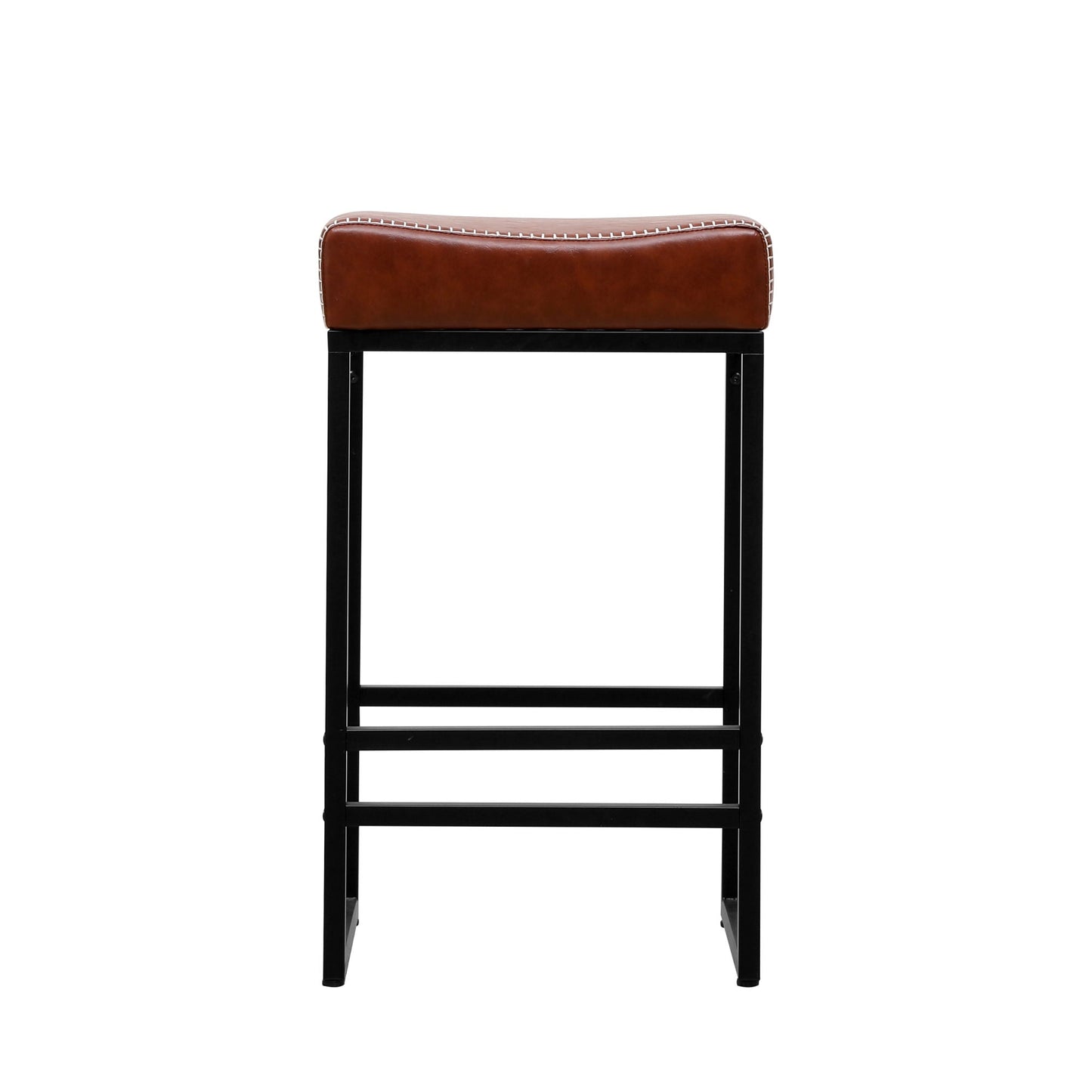 Set of 2 Counter Height Barstools with Metal Legs And PU Leather by Blak Hom