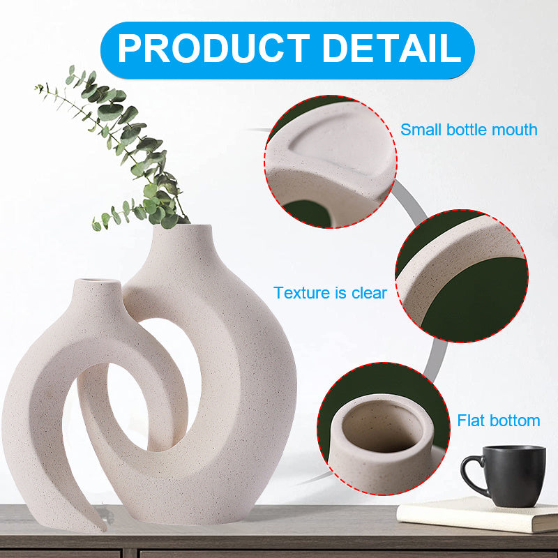 2Pcs Nordic Ceramic Vase Snuggle Set in White Matte by Blak Hom