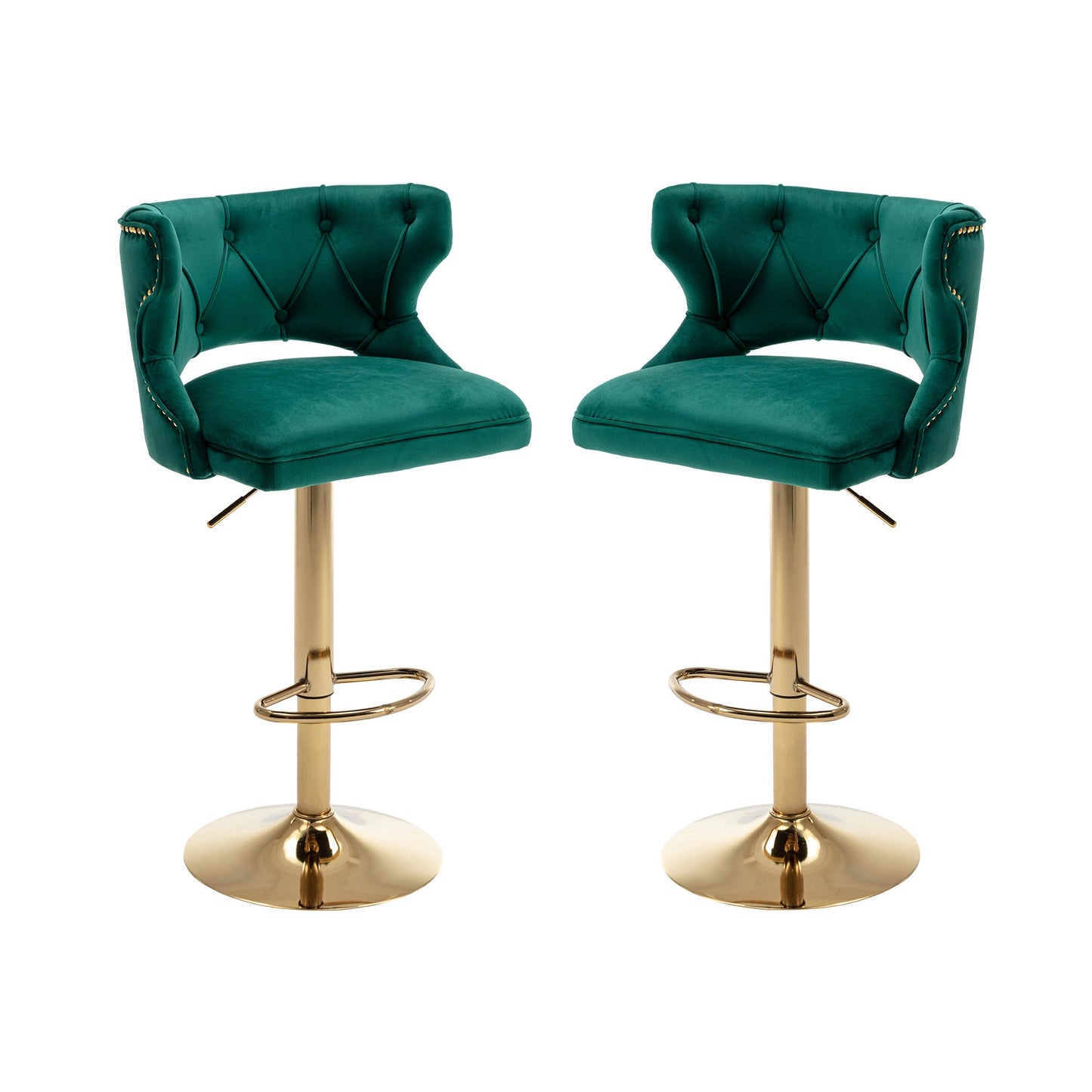 Set of 2 Modern Fashionable Velvet Bar Stools by Blak Hom