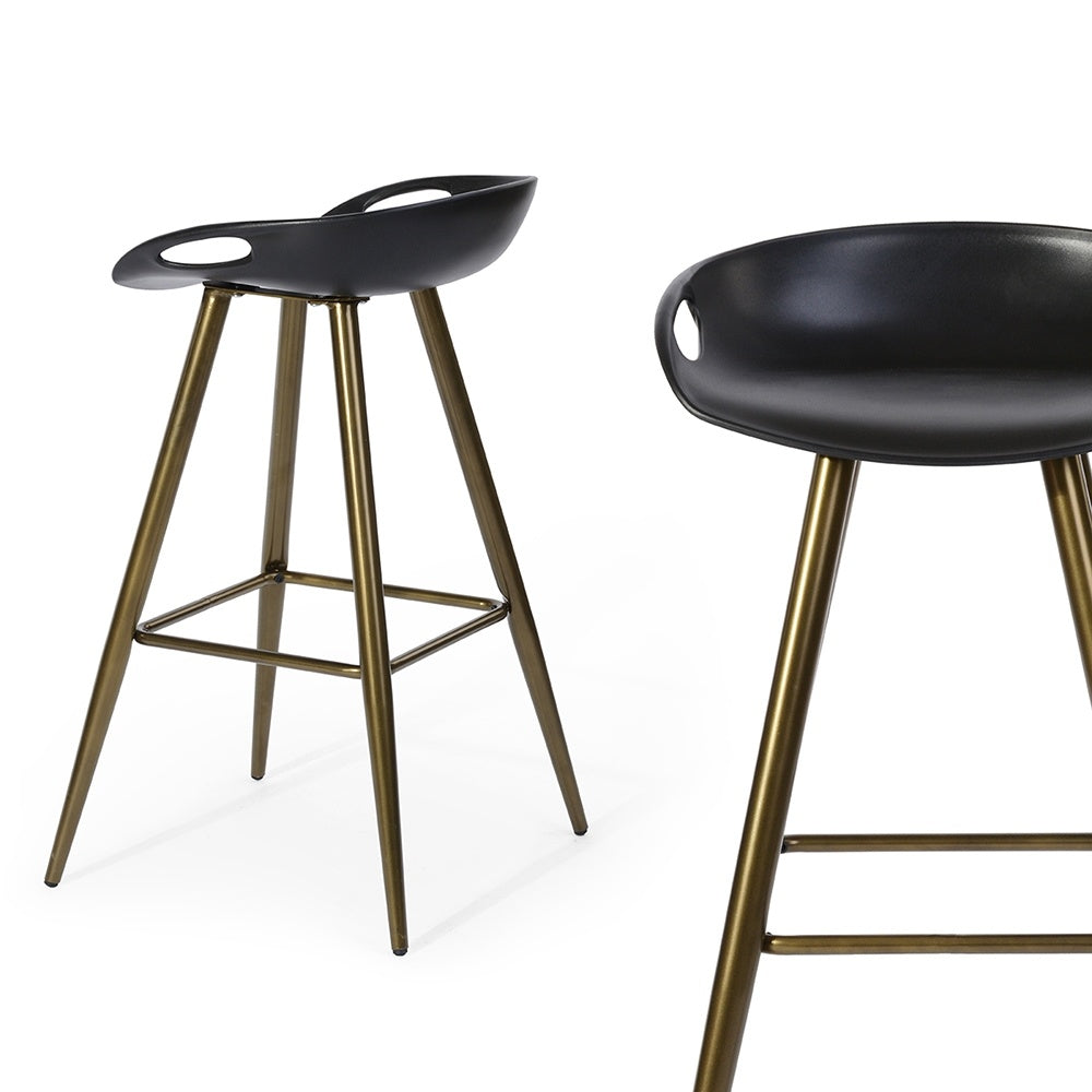 Set of 2 Black and Gold Counter Stool by Blak Hom