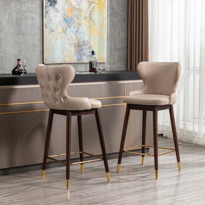 Set of 2 Modern Leather Fabric Barstools by Blak Hom