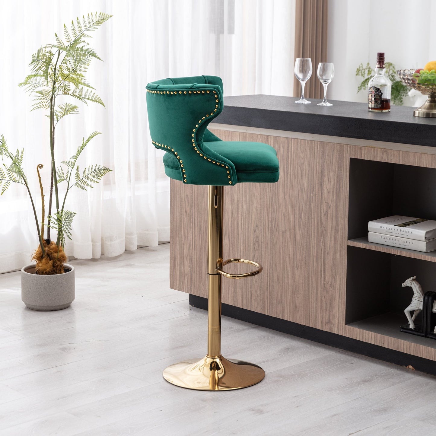 Set of 2 Modern Fashionable Velvet Bar Stools by Blak Hom