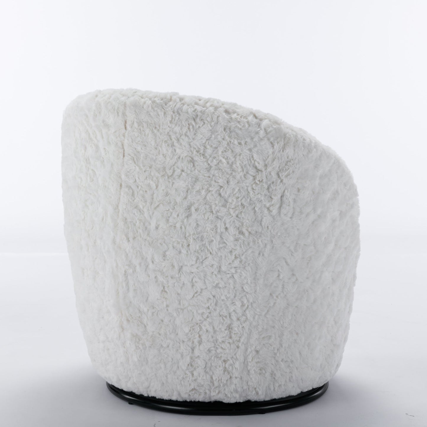 A&A Furniture,Artificial Rabbit Hair Fabric Swivel Accent Armchair Barrel Chair by Blak Hom