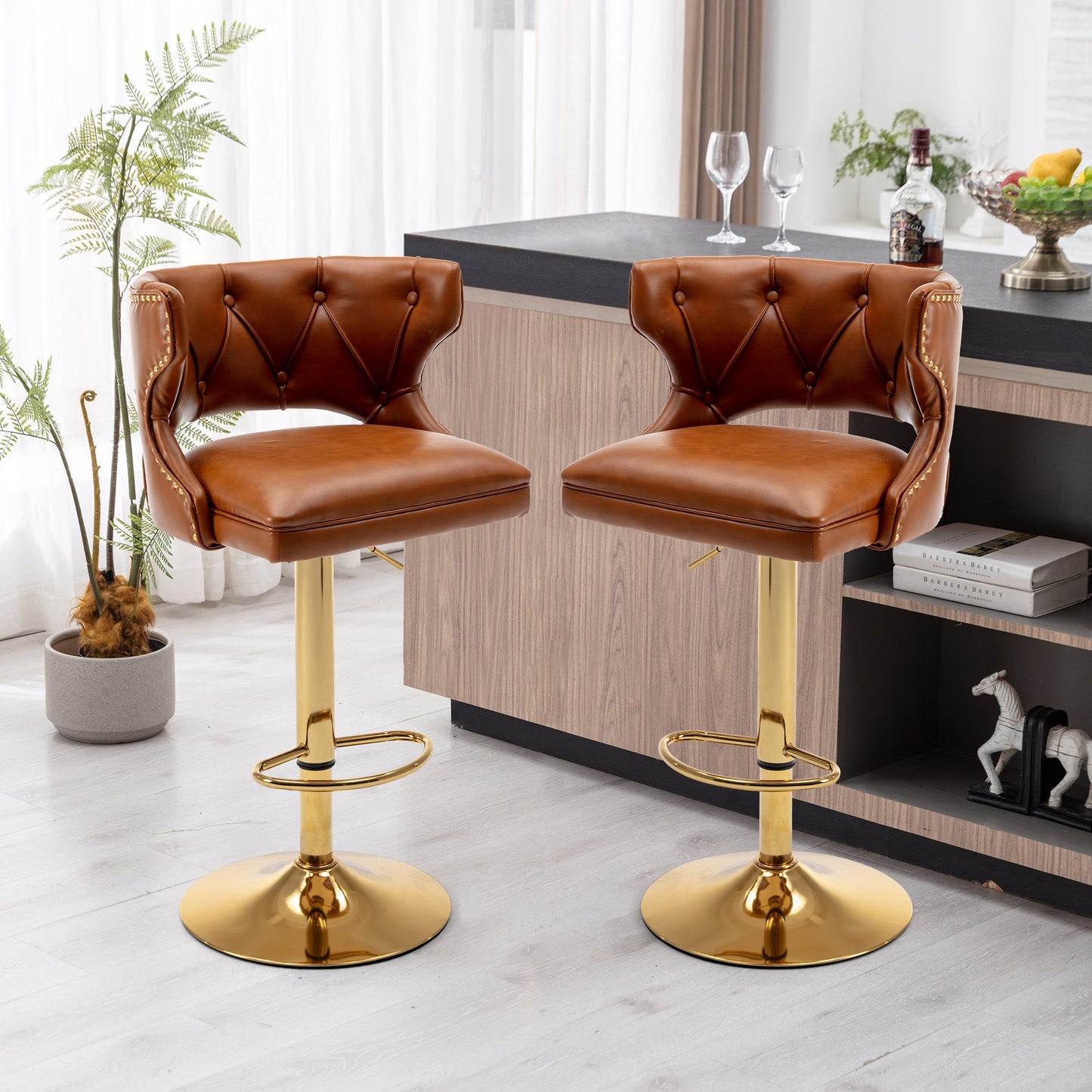 Set of 2 Modern Fashionable Velvet Bar Stools by Blak Hom