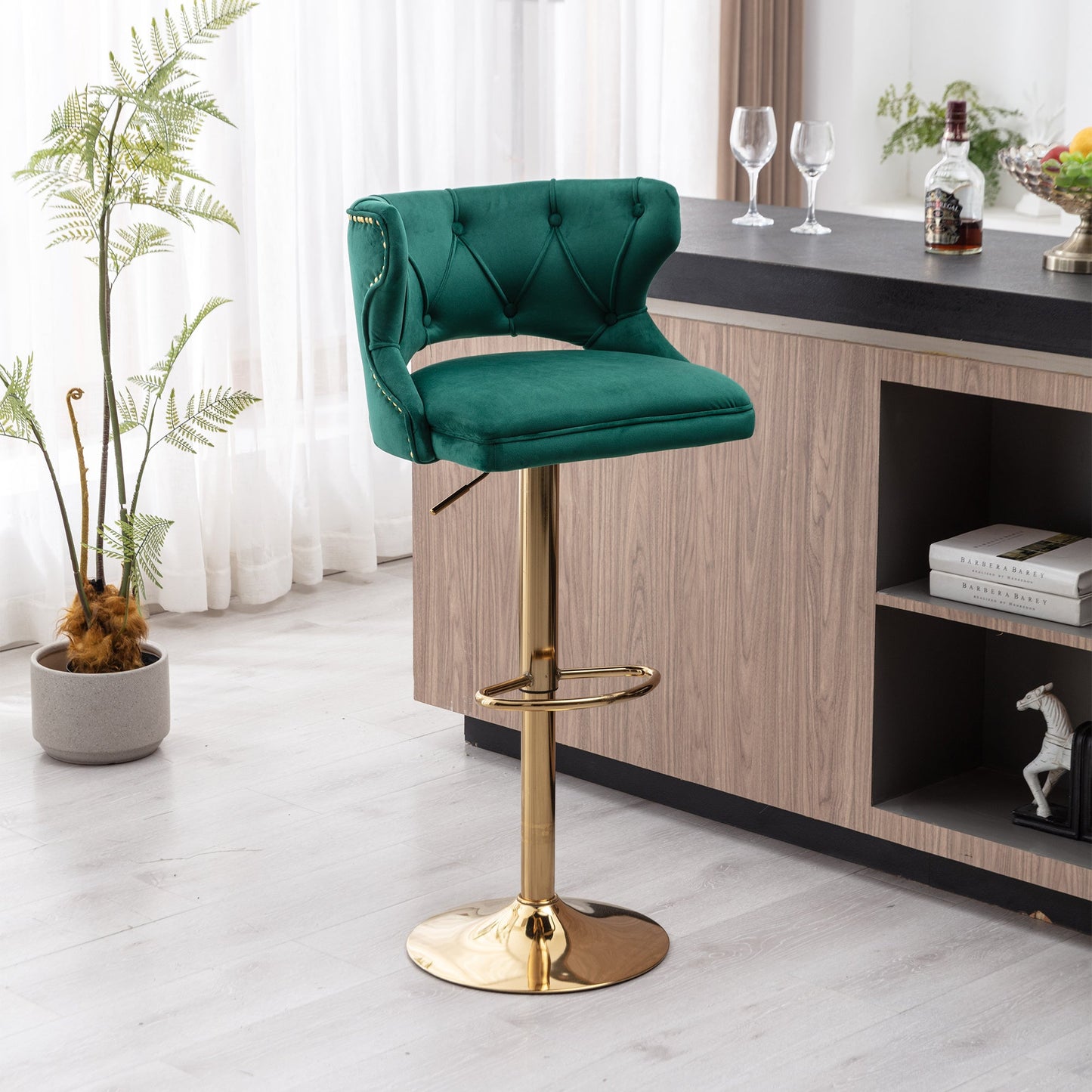 Set of 2 Modern Fashionable Velvet Bar Stools by Blak Hom