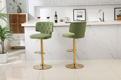 Set of 2 Modern  Bar Height, Swivel Velvet Bar Stool by Blak Hom