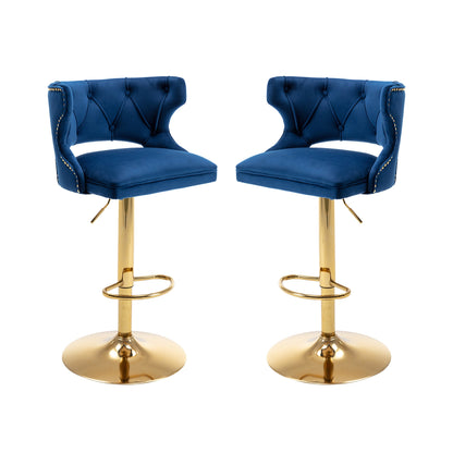 Set of 2 Modern Fashionable Velvet Bar Stools by Blak Hom