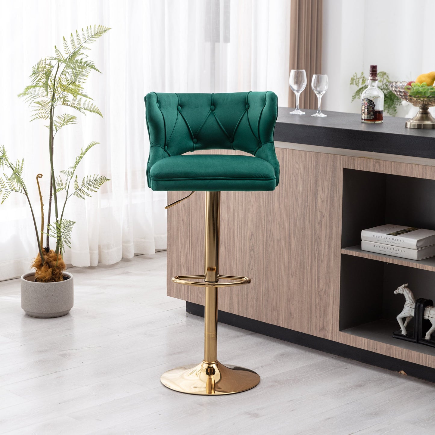 Set of 2 Modern Fashionable Velvet Bar Stools by Blak Hom