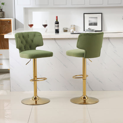 Set of 2 Modern  Bar Height, Swivel Velvet Bar Stool by Blak Hom