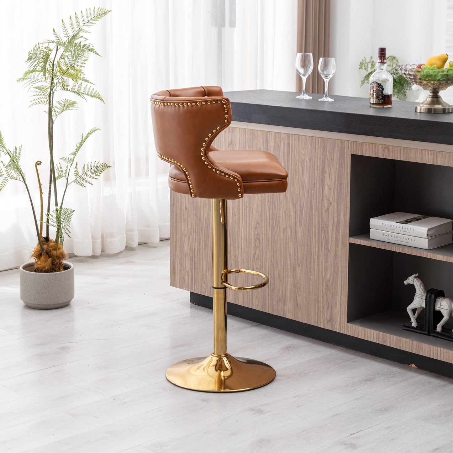 Set of 2 Modern Fashionable Velvet Bar Stools by Blak Hom