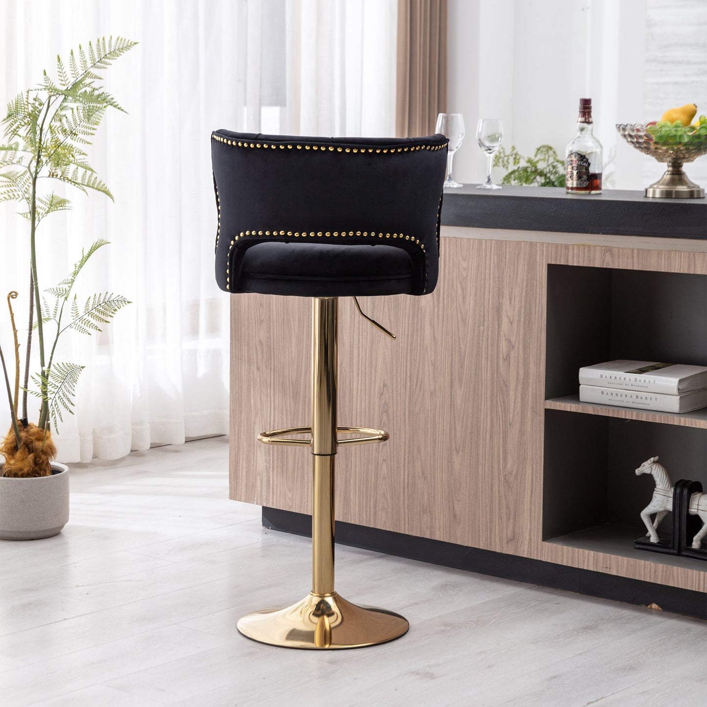 Set of 2 Modern Fashionable Velvet Bar Stools by Blak Hom