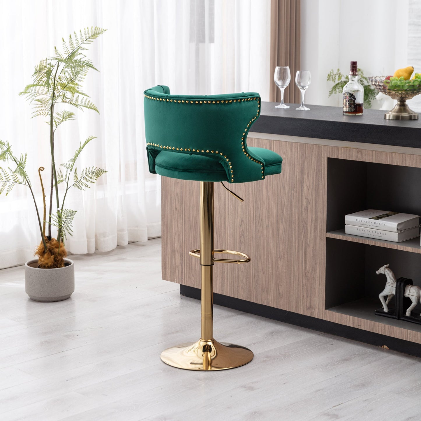 Set of 2 Modern Fashionable Velvet Bar Stools by Blak Hom