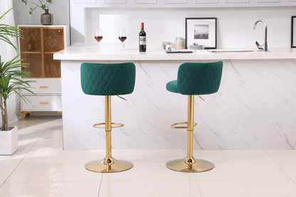 Set of 2 Modern  Bar Height, Swivel Velvet Bar Stool by Blak Hom