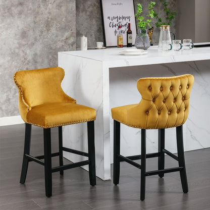 Yellow Velvet Barstool by Blak Hom