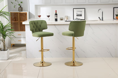 Set of 2 Modern  Bar Height, Swivel Velvet Bar Stool by Blak Hom