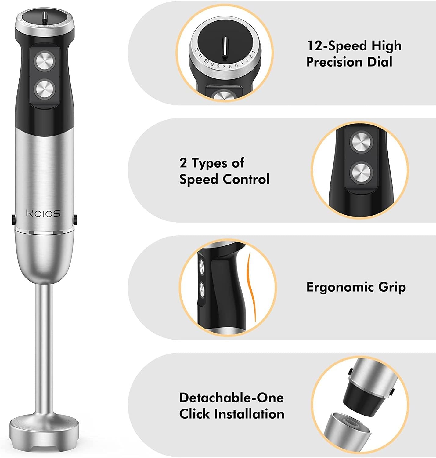 1000W Immersion Hand Blender, Multifunctional 5-in-1 by Blak Hom