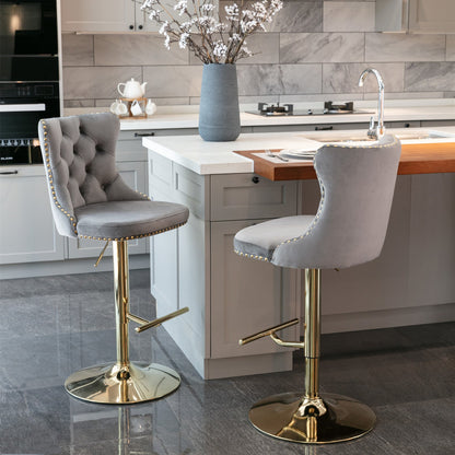 Set of 2 Modern A Velvet Swivel Stools by Blak Hom