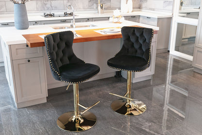 Set of 2 Modern A Velvet Swivel Stools by Blak Hom