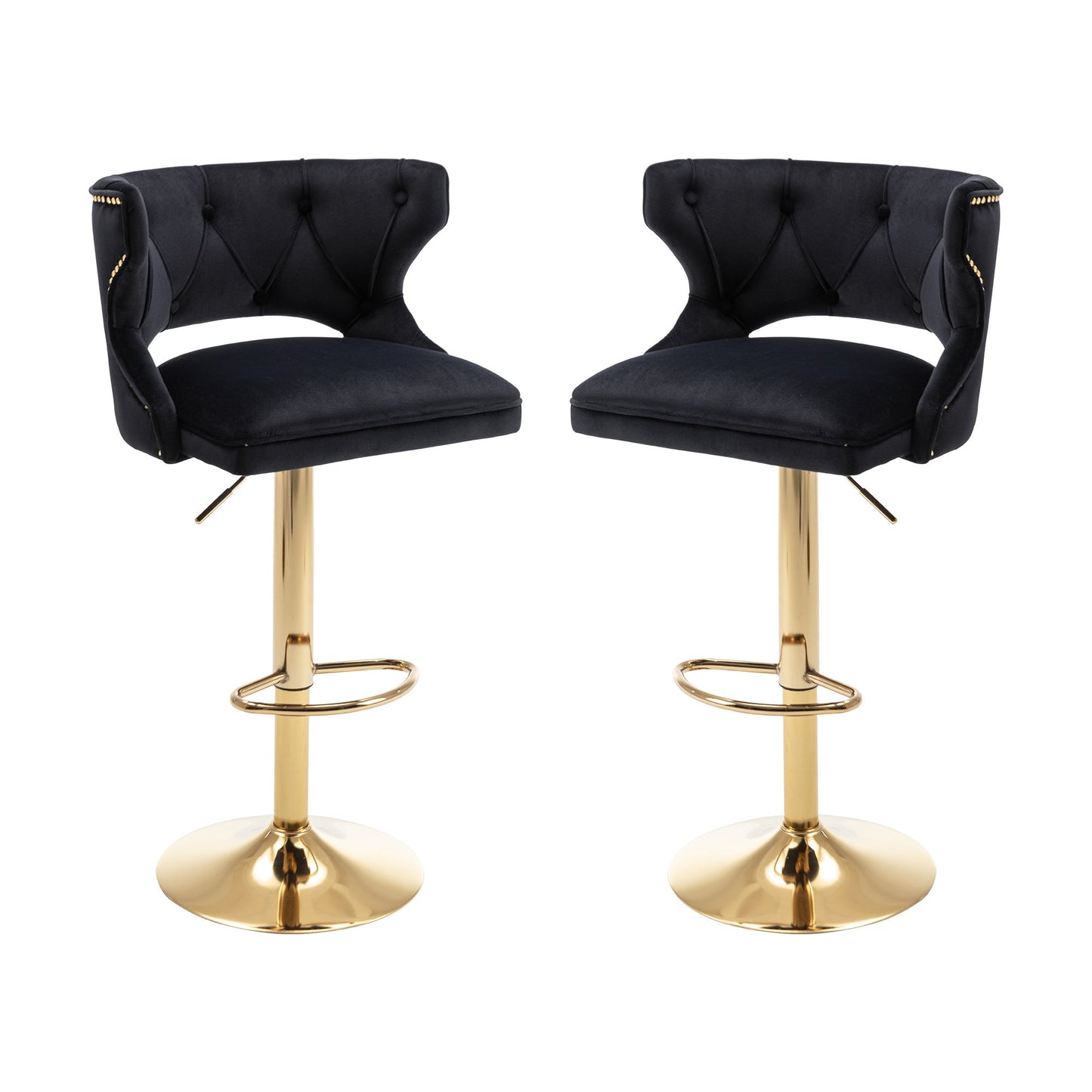 Set of 2 Modern Fashionable Velvet Bar Stools by Blak Hom