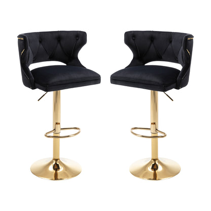 Set of 2 Modern Fashionable Velvet Bar Stools by Blak Hom