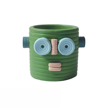 Dummy Robot Plant Flower Pot, Handmade Indoor / Outdoor Whimsical Ceramic Pots by INSPECIAL HOME