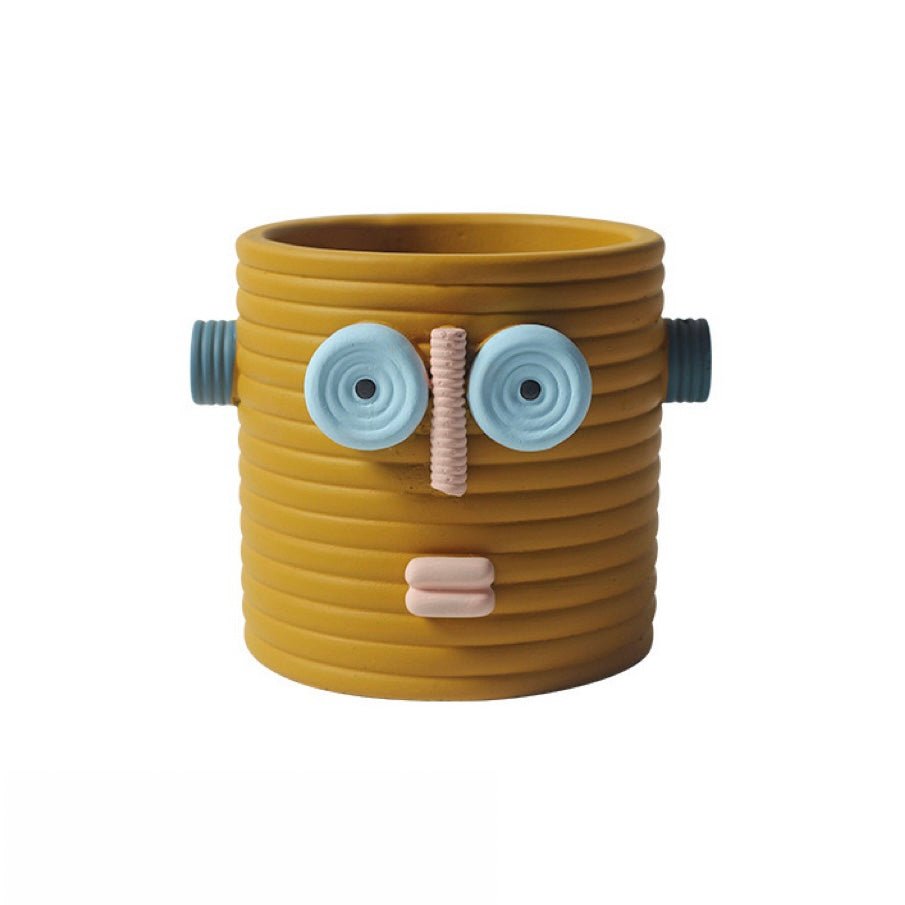 Dummy Robot Plant Flower Pot, Handmade Indoor / Outdoor Whimsical Ceramic Pots by INSPECIAL HOME