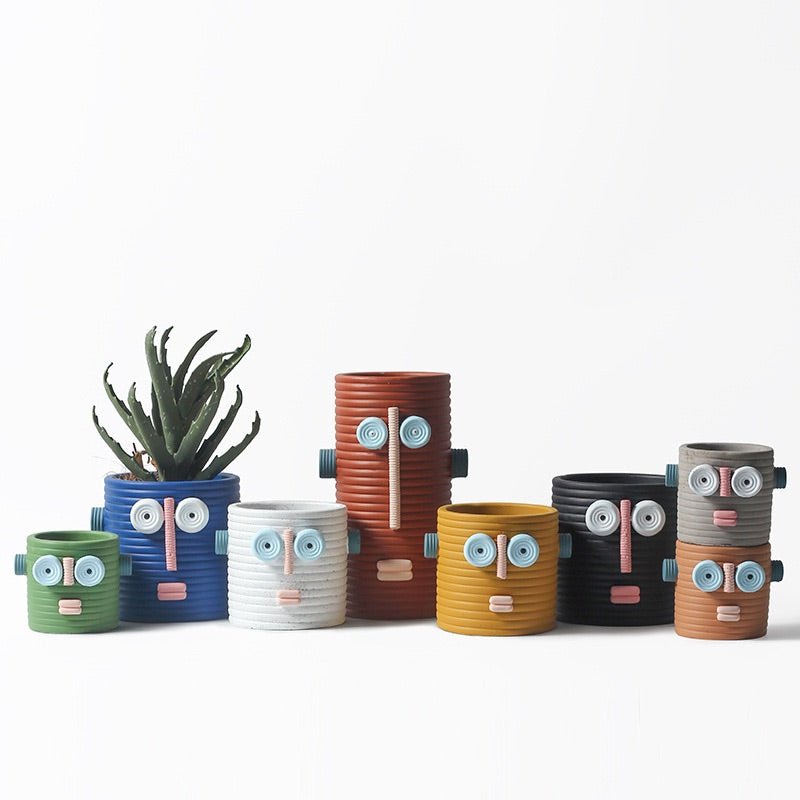 Dummy Robot Plant Flower Pot, Handmade Indoor / Outdoor Whimsical Ceramic Pots by INSPECIAL HOME