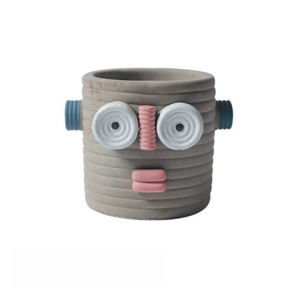 Dummy Robot Plant Flower Pot, Handmade Indoor / Outdoor Whimsical Ceramic Pots by INSPECIAL HOME