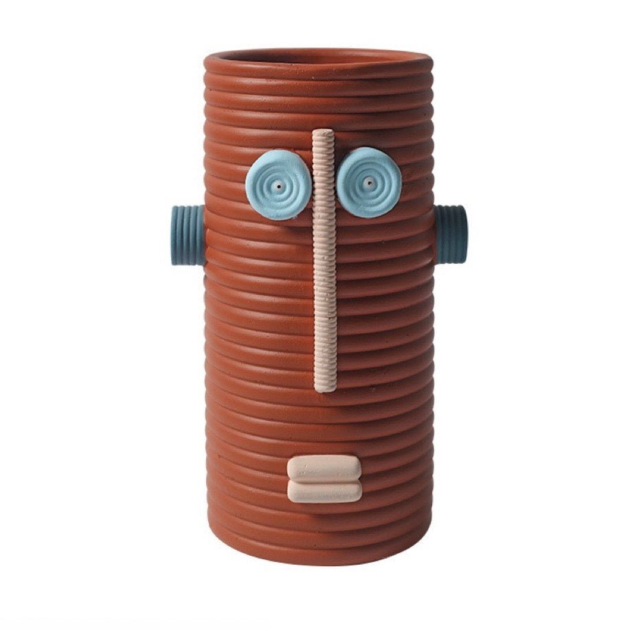 Dummy Robot Plant Flower Pot, Handmade Indoor / Outdoor Whimsical Ceramic Pots by INSPECIAL HOME