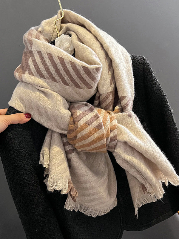 Urban Imitated Cashmere Stripped Warm Shawl&Scarf by migunica