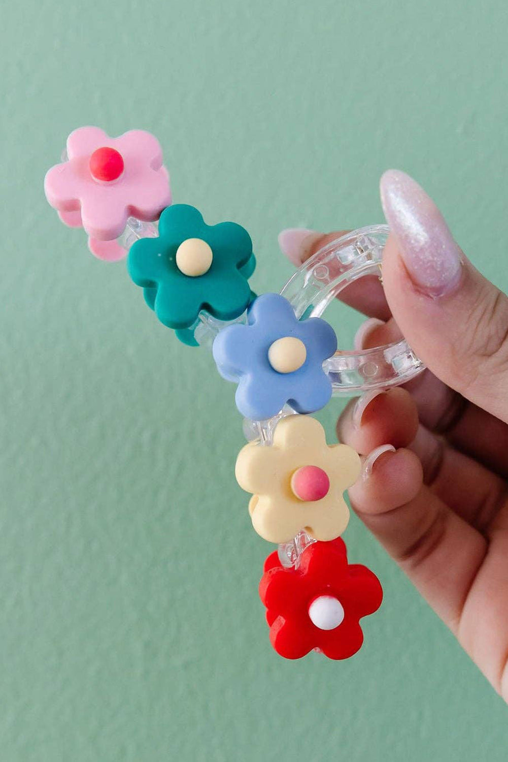 Multicolour Flowers Cute Hair Claw Clip by Threaded Pear