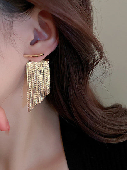 Solid Color Tasseled Eardrop Earrings Accessories by migunica