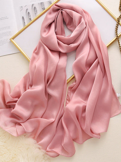 Solid Color Simple Original Sweet Satin Shawl&Scarf by migunica