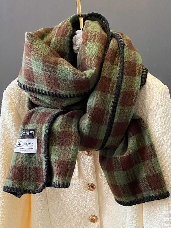 Vintage Imitated Cashmere Plaid Shawl&Scarf by migunica