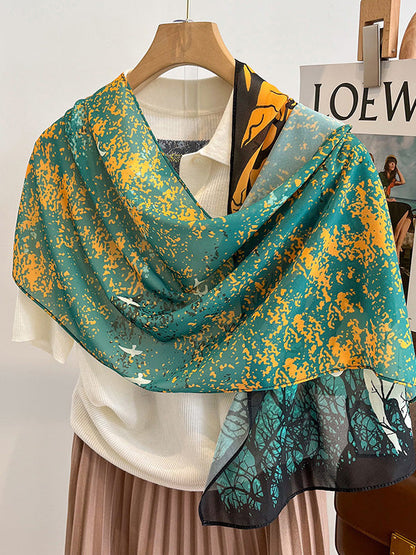 Original Vacation Contrast Color Printed Shawl&Scarf by migunica