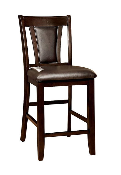 Contemporary Set of 2 Counter Height Chairs Dark Cherry And Espresso Solid wood Chair Padded Leatherette Upholstered Seat Kitchen Dining Room Furniture