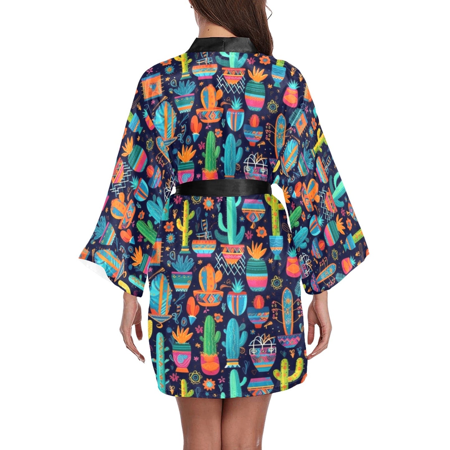 Crazy Cactus Lady Women's Lounge Kimono Robe by Baha Ranch Western Wear