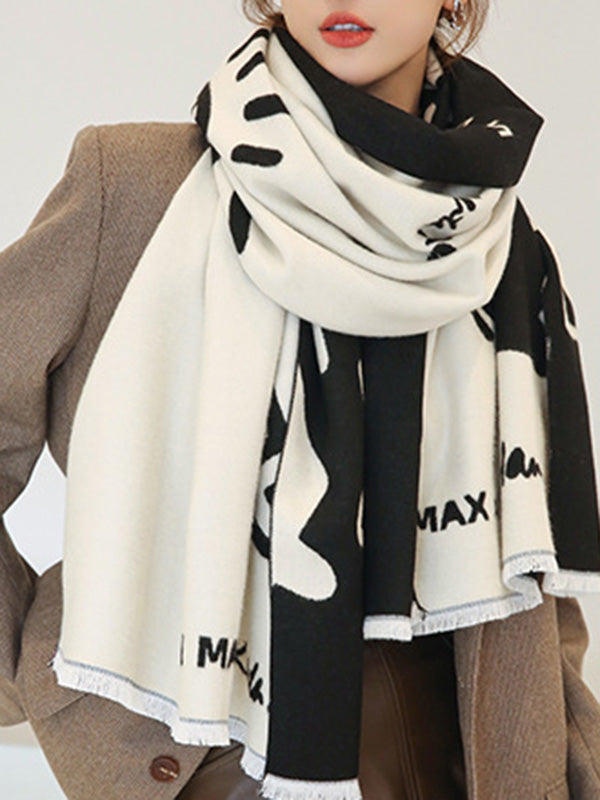 Urban Letter Tasseled Imitated Cashmere Shawl&Scarf by migunica