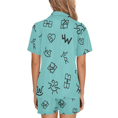 Turquoise Cattle Brands Women's Western Pajama Set by Baha Ranch Western Wear