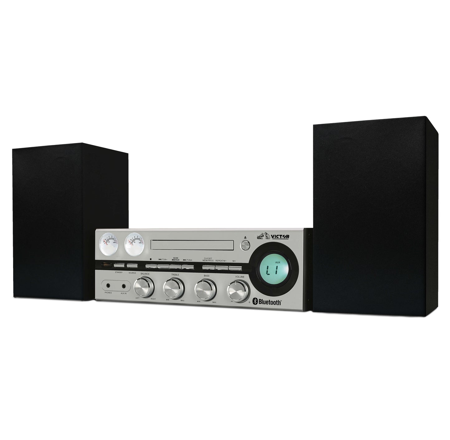 Victor Milwaukee 50W Desktop CD Stereo System w Bluetooth, CD Player & FM Radio by Jupiter Gear Home