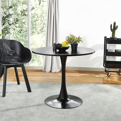 Modern 31.5" Dining Table with Round Top and Pedestal Base in bLack color