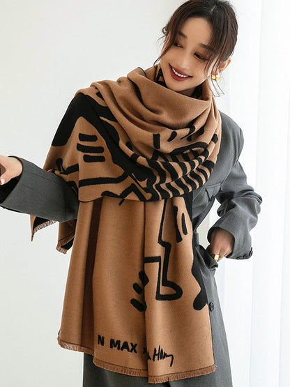 Urban Letter Tasseled Imitated Cashmere Shawl&Scarf by migunica