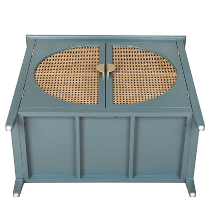 2 Doors Cabinet With Natural Rattan Weaving by Blak Hom