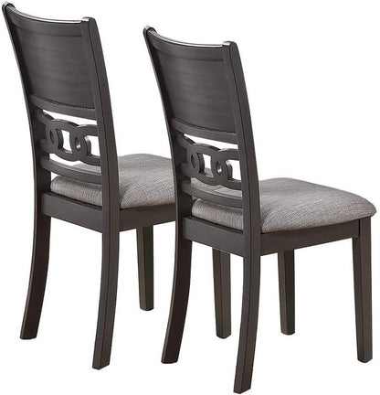 Dining Room Furniture Grey Finish Set of 2 Side Chairs Cushion Seats Unique Back Kitchen Breakfast Chairs