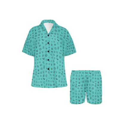 Mini Turquoise Cattle Brands Women's Western pajama Set by Baha Ranch Western Wear