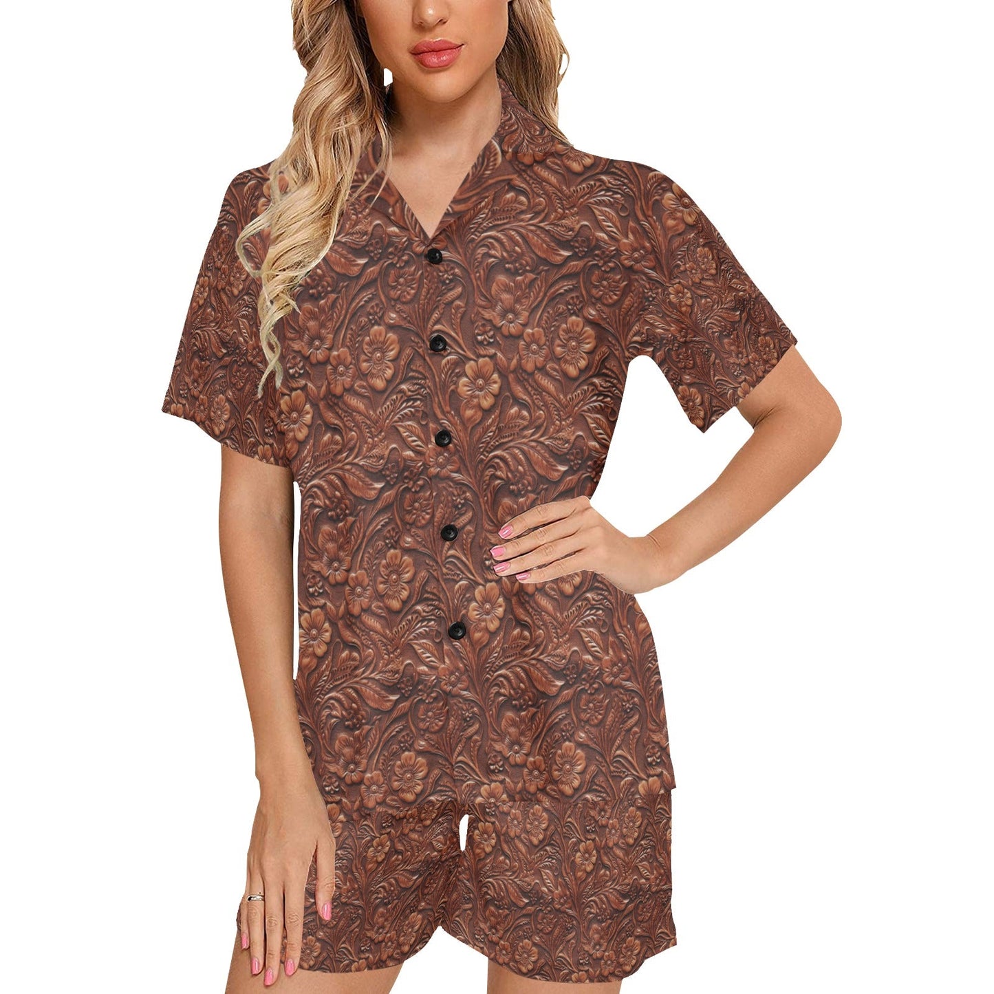 Leather Floral Print Women's Pajama Set by Baha Ranch Western Wear