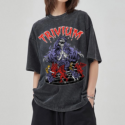 Trivium Unisex Printed Retro Washed Short Sleeved T-Shirt by migunica