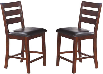 Set of 2 Chairs Dining Room Furniture Antique walnut Wood Finish Cushioned Solid wood Counter Height Chairs Faux Leather Cushion